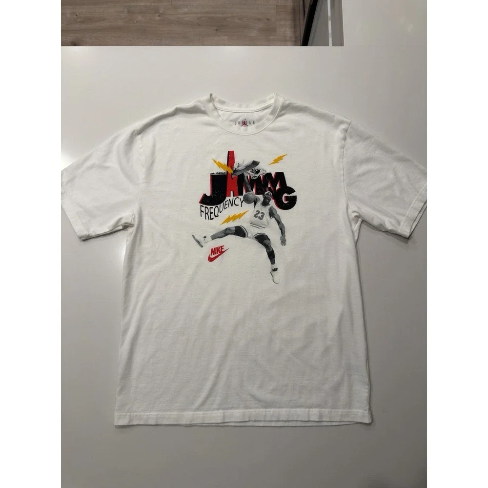 Jordan Jamming Tee White HJ2929-100 Mens L Pre-Owned